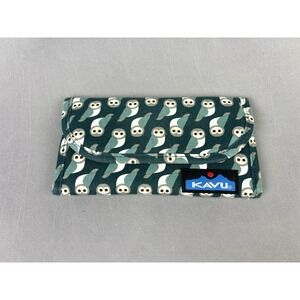 Kavu Mondo Spender Teal Trifold Wallet Owls